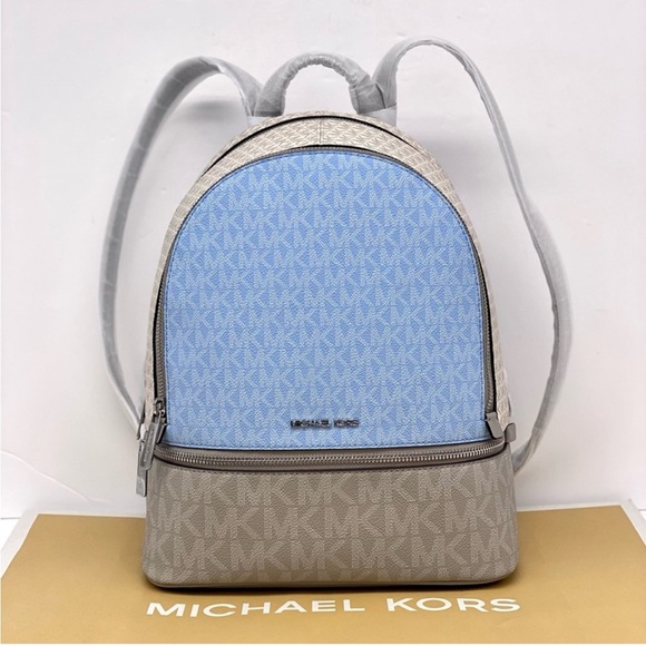 MICHAEL KORS Rhea Medium Color-Block Signature Logo Backpack - Picture 7 of 16